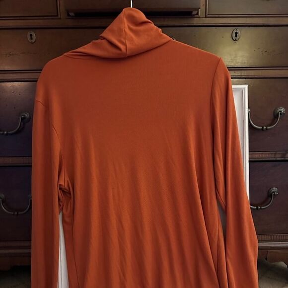 Orange Long sleeve turtle neck T-shirt with attached face mask - NOWT L - Picture 4 of 12
